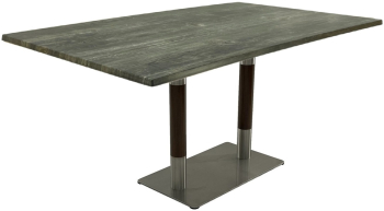Masa de bar dreptunghiulara Raki Old Pine 140x80xh74cm blat werzalit si baza metalica argintie cu accente aspect lemn 