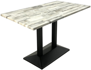 Masa de bar exterior/interior dreptunghiulara Raki White Block 120x70xh74cm blat werzalit si baza metalica neagra 