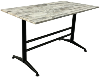 Masa de bar exterior/interior dreptunghiulara Raki White Block 120x70xh74cm blat werzalit si baza metalica neagra clasic 
