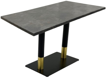 Masa de bar restaurant dreptunghiulara Raki Metalic Oxid 120x70xh74cm blat werzalit si baza dubla metalica negru/auriu 