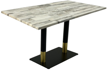 Masa de barexterior/interior dreptunghiulara Raki White Block 120x70xh74cm blat werzalit si baza dubla metalica negru/auriu 