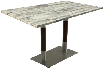 Masa de cafenea exterior/interior dreptunghiulara Raki White Block 120x70xh74cm blat werzalit si baza metalica argintie cu accente aspect 