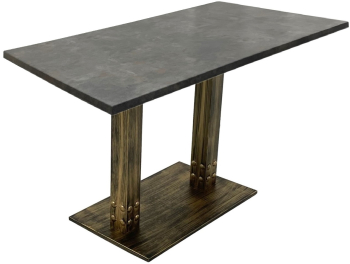 Masa de cafenea terasa dreptunghiulara Raki Metalic Oxid 120x70xh74cm blat werzalit si baza metalica aspect vintage bronz antichizat 