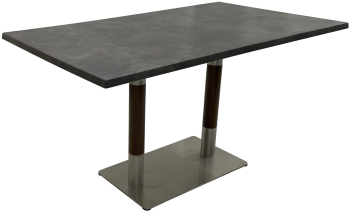 Masa de restaurant bar dreptunghiulara blat werzalit Raki Metalic Oxid 140x80xh74cm baza metalica argintie cu accente aspect lemn 