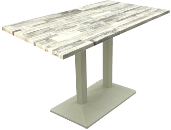 Masa de restaurant exterior/interior dreptunghiulara Raki White Block 120x70xh74cm blat werzalit si baza metalica alba 