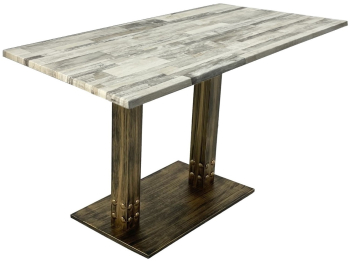 Masa de restaurant exterior/interior Raki White Block 120x70xh74cm blat werzalit si baza metalica aspect vintage bronz antichizat 