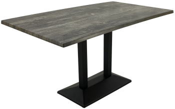 Masa de restaurant terasa dreptunghiulara Raki Old Pine 140x80xh74cm blat werzalit si baza metalica neagra 
