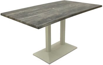 Masa de restaurant terasa Raki Old Pine 140x80xh74cm blat werzalit dreptunghiular si baza metalica alba 