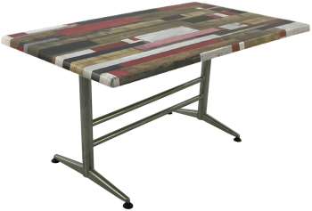 Masa dreptunghiulara blat werzalit de cantina terasa Raki Redden Wood 140x80xh74cm baza metalica gri 
