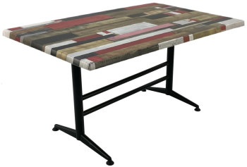 Masa dreptunghiulara blat werzalit de food court restaurant Raki Redden Wood 140x80xh74cm baza metalica neagra clasic 