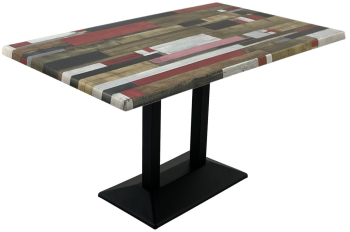 Masa dreptunghiulara blat werzalit de restaurant cafenea Raki Redden Wood 140x80xh74cm baza metalica neagra 