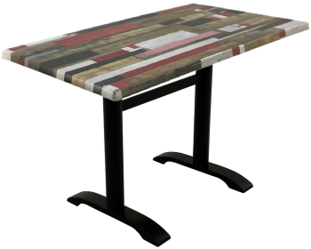 Masa dreptunghiulara blat werzalit de restaurant fast food Raki Redden Wood 140x80xh74cm picior metalic negru 