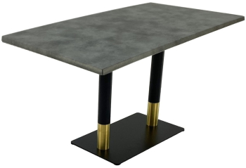 Masa dreptunghiulara cafenea exterior/interior 120x70xh74cm Raki Copperfield blat werzalit si baza dubla metalica negru/auriu 