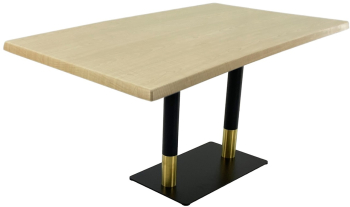 Masa dreptunghiulara cafenea/terasa 140x80xh74cm Raki Maple blat werzalit si baza dubla metalica negru/auriu 
