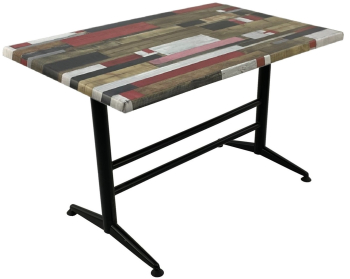 Masa dreptunghiulara food court cantina Raki Redden Wood 120x70xh74cm blat werzalit si baza metalica neagra clasic 