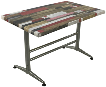 Masa dreptunghiulara pentru cantina fast food Raki Redden Wood 120x70xh74cm blat werzalit si baza metalica gri 