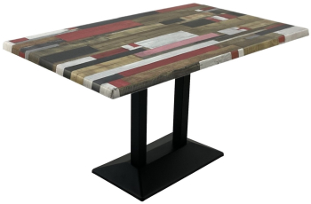 Masa dreptunghiulara pentru restaurant cafenea Raki Redden Wood 120x70xh74cm blat werzalit si baza metalica neagra 