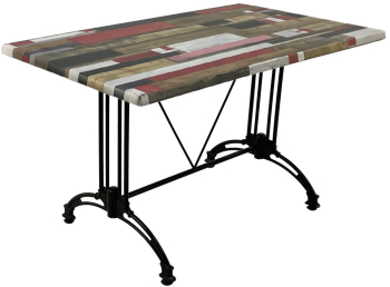 Masa dreptunghiulara pentru terasa bar Raki Redden Wood 120x70xh71cm blat werzalit si baza aluminiu retro clasic neagra 