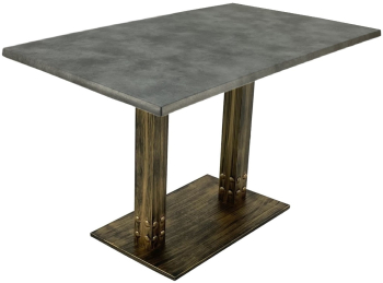 Masa dreptunghiulara restaurant exterior/interior 120x70xh74cm Raki Copperfield blat werzalit si baza metalica aspect vintage bronz antich 