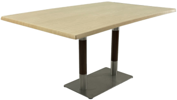 Masa dreptunghiulara restaurant/terasa 140x80xh74cm Raki Maple blat werzalit si baza metalica argintie cu accente aspect lemn 