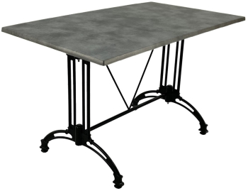 Masa dreptunghiulara terasa cafenea exterior/interior 120x70xh71cm Raki Copperfield blat werzalit si baza aluminiu retro clasic neagra 