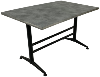 Masa dreptunghiulara terasa food court exterior/interior 120x70xh74cm Raki Copperfield blat werzalit si baza metalica neagra clasic 