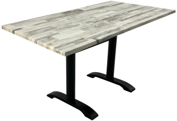 Masa exterior/interior de bar dreptunghiulara Raki White Block 140x80xh74cm blat werzalit si picior metalic negru 