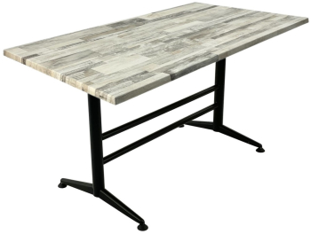 Masa exterior/interior de cafenea dreptunghiulara Raki White Block 140x80xh74cm blat werzalit si baza metalica neagra clasic 