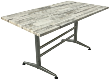 Masa exterior/interior de cafenea dreptunghiulara Raki White Block 140x80xh74cm blat werzalit si baza metalica gri 