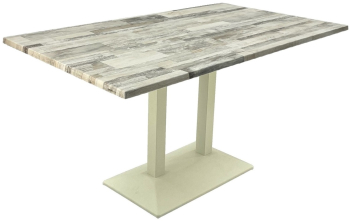 Masa exterior/interior de cafenea dreptunghiulara Raki White Block 140x80xh74cm blat werzalit si baza metalica alba 