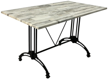 Masa exterior/interior de food court dreptunghiulara Raki White Block 140x80xh71cm blat werzalit si baza aluminiu retro clasic neagra 
