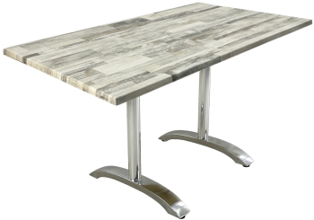 Masa exterior/interior de restaurant dreptunghiulara Raki White Block 140x80xh74cm blat werzalit si baza aluminiu 