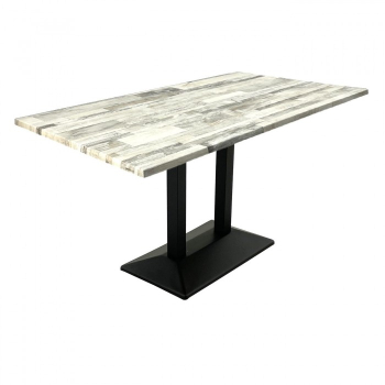 Masa exterior/interior de restaurant dreptunghiulara Raki White Block 140x80xh74cm blat werzalit si baza metalica neagra 