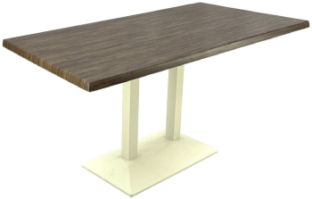 Masa fast food restaurant dreptunghiulara 140x80xh74cm Raki Dark Seagrass blat werzalit si baza metalica alba 