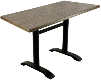 Masa food court dreptunghiulara 120x70xh74cm Raki Dark Seagrass blat werzalit si picior metalic negru 
