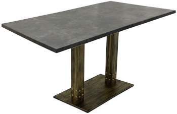 Masa pentru bar restaurant dreptunghiulara blat werzalit Raki Metalic Oxid 140x80xh74cm baza metalica aspect vintage bronz antichizat 