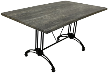 Masa pentru fast food dreptunghiulara Raki Old Pine 140x80xh71cm blat werzalit si baza aluminiu retro clasic neagra