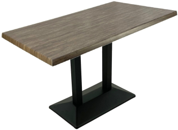 Masa pentru food court dreptunghiulara 120x70xh74cm Raki Dark Seagrass blat werzalit si baza metalica neagra 