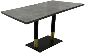 Masa pentru restaurant terasa dreptunghiulara blat werzalit Raki Metalic Oxid 140x80xh74cm si baza dubla metalica negru/auriu 