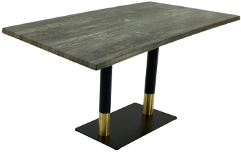 Masa pentru terasa bar dreptunghiulara Raki Old Pine 120x70xh74cm blat werzalit si baza dubla metalica negru/auriu 