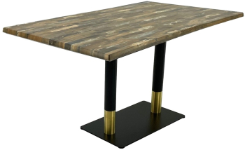 Masa pentru terasa restaurant dreptunghiulara blat werzalit 140x80xh74cm Raki Maracaibo baza dubla metalica negru/auriu 