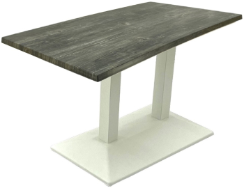 Masa pentru terasa restaurant dreptunghiulara Raki Old Pine 120x70xh74cm blat werzalit si baza metalica alba 