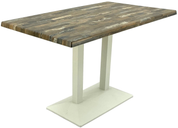 Masa Raki Maracaibo blat werzalit de bar restaurant dreptunghiulara 120x70xh74cm si baza metalica alba 