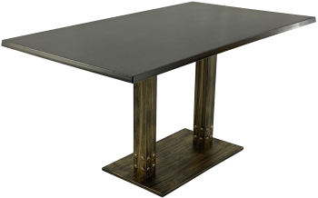 Masa restaurant cafenea dreptunghiulara blat werzalit Raki New Wenge 140x80xh74cm si baza metalica aspect vintage bronz antichizat 