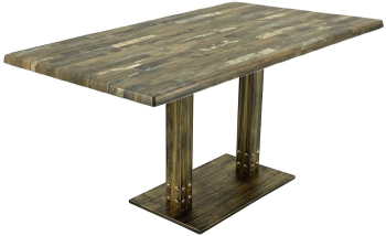 Masa restaurant dreptunghiulara blat werzalit 140x80xh74cm Raki Maracaibo picior metalic aspect vintage bronz antichizat 