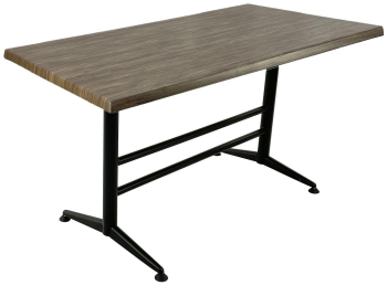 Masa restaurant terasa 140x80xh74cm Raki Dark Seagrass blat werzalit dreptunghiular si baza metalica neagra clasic 