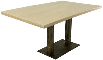 Masa restaurant/terasa dreptunghiulara 140x80xh74cm Raki Maple blat werzalit si baza metalica aspect vintage bronz antichizat 