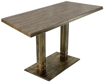 Masa terasa 120x70xh74cm Raki Dark Seagrass blat werzalit dreptunghiular si baza metalica aspect vintage bronz antichizat 
