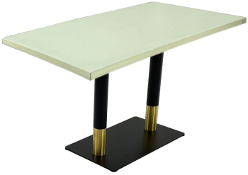 Masa terasa bar dreptunghiulara 120x70xh74cm Raki Uni Art blat werzalit si baza dubla metalica negru/auriu 