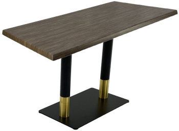 Masa terasa bart 120x70xh74cm Raki Dark Seagrass blat werzalit dreptunghiular si baza dubla metalica negru/auriu 